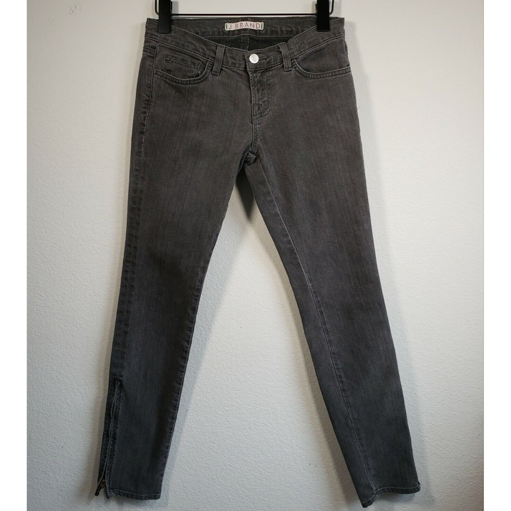 J Brand Womens Deal Skinny Leg Faded Gray Ghost Jeans Zip Ankle Sz 25 Cut 3639